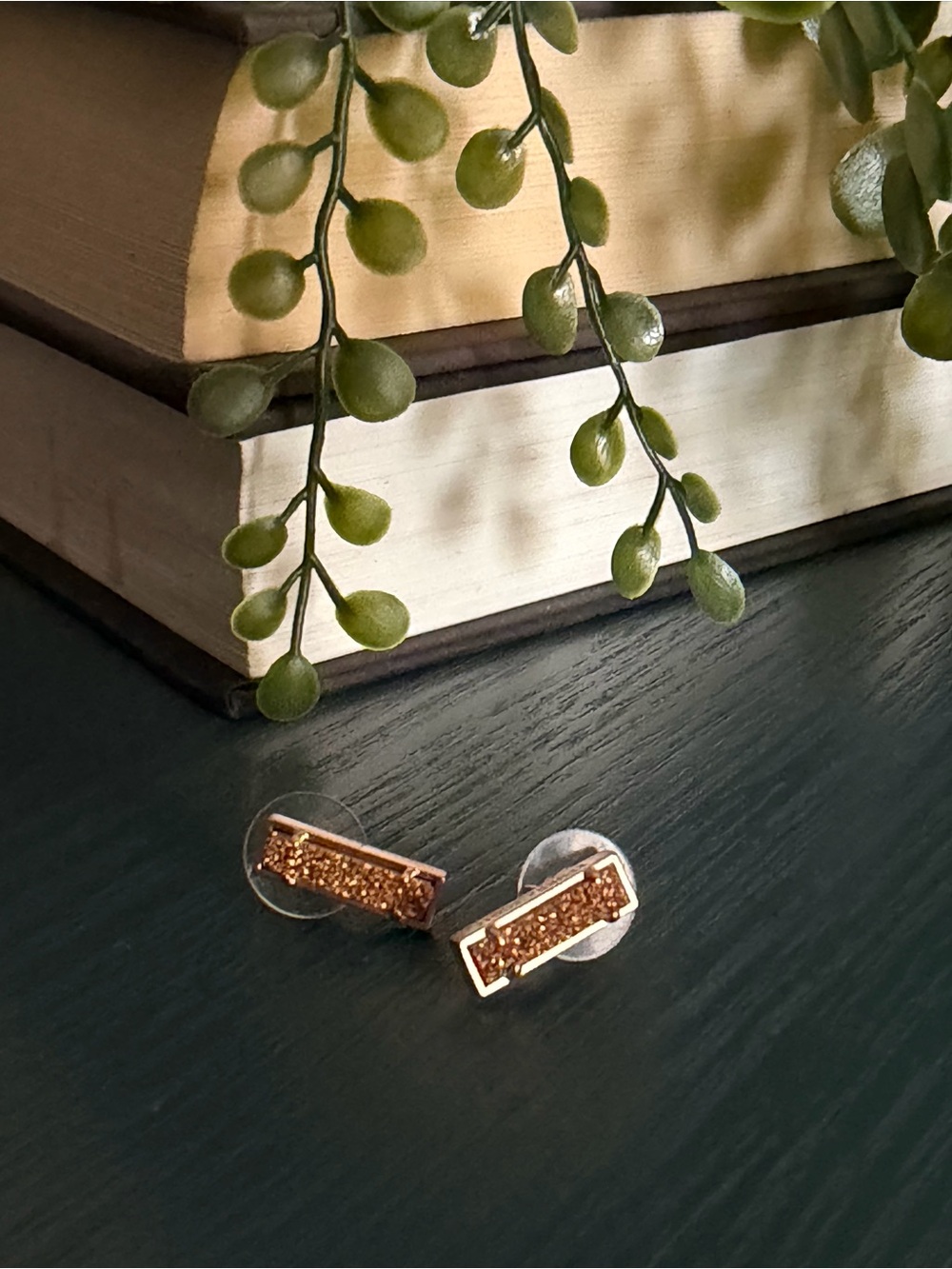 Kendra Scott "Lady" Rose Gold Drusy Bar Earrings